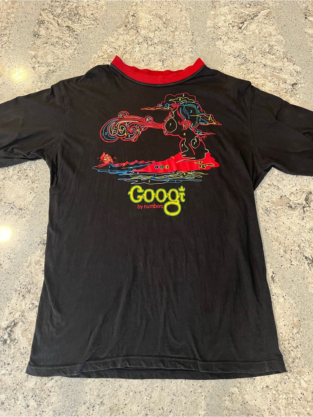Mid 2000s Y2K COOGI Black Short Sleeve Tee with Red, Yellow and Blue Graphic